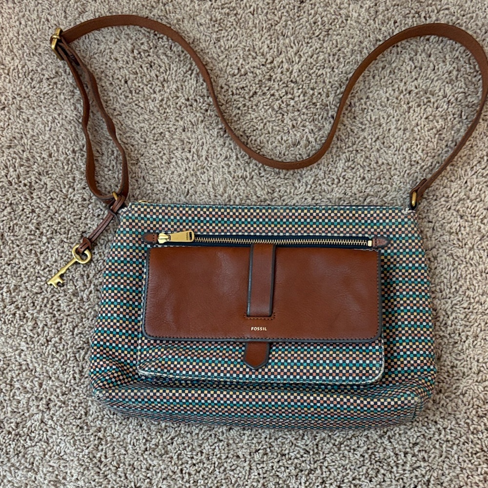 Fossil Brown and Multicolor Crossbody Bag